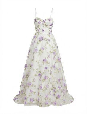 Say Yes To The Dress Elegant 3D Floral Embellished Gown Ivory/Lavender 5/6